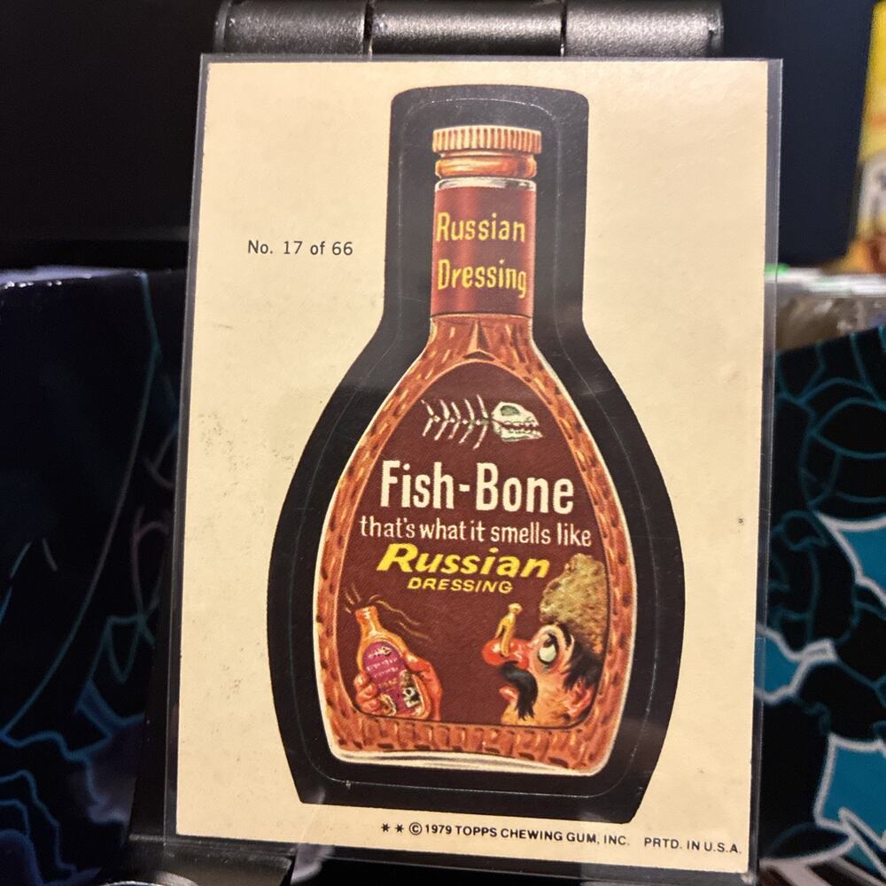 Topps Wacky Card: FISH BONE RUSSIAN DRESSING 1979 , #17 of 66 Sticker Card